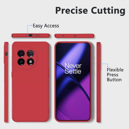 Husa de Protectie, Flippy, pentru OnePlus 11 5G, Liquid Silicone, cu Microfibra pe Interior, Protectie Antisoc, Compatibil Incarcare Wireless, Rosu [4]