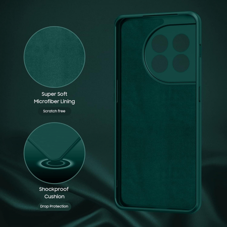 Husa de Protectie, Flippy, pentru OnePlus 11 5G, Liquid Silicone, cu Microfibra pe Interior, Protectie Antisoc, Compatibil Incarcare Wireless, Verde [4]