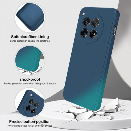 Husa de Protectie, Flippy, pentru OnePlus 12 5G, Liquid Silicone, cu Microfibra pe Interior, Protectie Antisoc, Compatibil Incarcare Wireless, Albastru [5]
