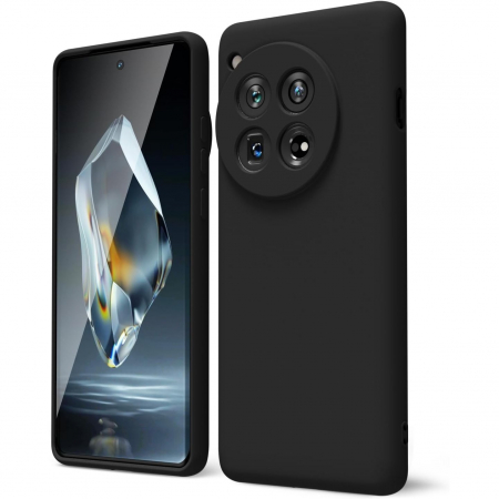Huse de telefoane - Husa de Protectie, Flippy, pentru OnePlus 12 5G, Liquid Silicone, cu Microfibra pe Interior, Protectie Antisoc, Compatibil Incarcare Wireless, Negru