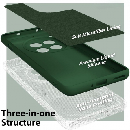 Husa de Protectie, Flippy, pentru OnePlus 12 5G, Liquid Silicone, cu Microfibra pe Interior, Protectie Antisoc, Compatibil Incarcare Wireless, Verde [1]