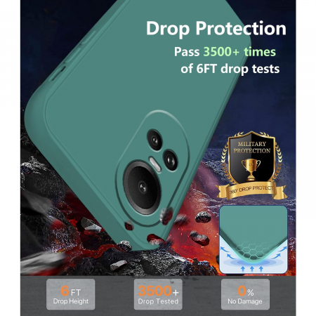 Husa de Protectie, Flippy, pentru Oppo Reno 10 Pro 5G, Liquid Silicone, cu Microfibra pe Interior, Protectie Antisoc, Compatibil Incarcare Wireless, Verde [3]