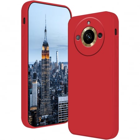GSM - Husa de Protectie, Flippy, pentru Realme 11 Pro Plus, Liquid Silicone, cu Microfibra pe Interior, Protectie Antisoc, Compatibil Incarcare Wireless, Rosu