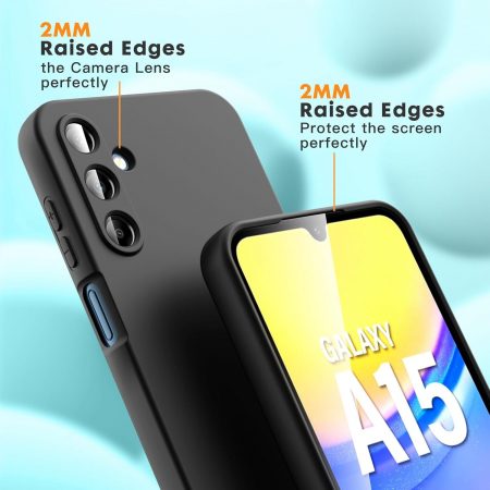 Husa de Protectie, Flippy, pentru Samsung Galaxy A15, Liquid Silicone, cu Microfibra pe Interior, Protectie Antisoc, Compatibil Incarcare Wireless, Negru [5]