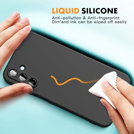 Husa de Protectie, Flippy, pentru Samsung Galaxy A15, Liquid Silicone, cu Microfibra pe Interior, Protectie Antisoc, Compatibil Incarcare Wireless, Negru [6]