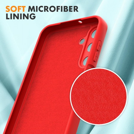 Husa de Protectie, Flippy, pentru Samsung Galaxy A15, Liquid Silicone, cu Microfibra pe Interior, Protectie Antisoc, Compatibil Incarcare Wireless, Rosu [4]