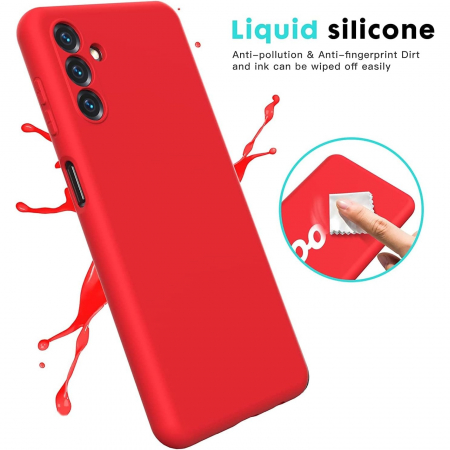 Husa de Protectie, Flippy, pentru Samsung Galaxy A35, Liquid Silicone, cu Microfibra pe Interior, Protectie Antisoc, Compatibil Incarcare Wireless, Rosu [2]