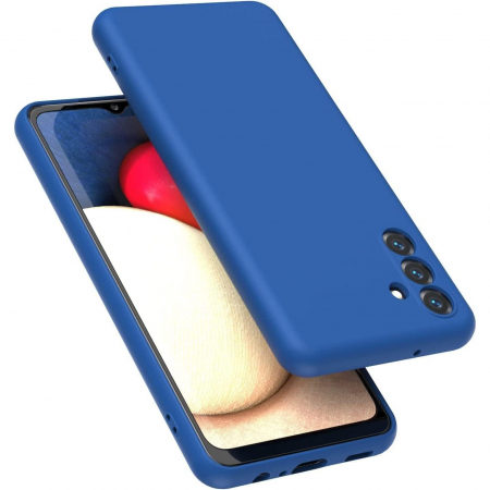 GSM - Husa de Protectie, Flippy, pentru Samsung Galaxy A55, Liquid Silicone, cu Microfibra pe Interior, Protectie Antisoc, Compatibil Incarcare Wireless, Albastru