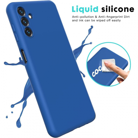 Husa de Protectie, Flippy, pentru Samsung Galaxy S23 FE, Liquid Silicone, cu Microfibra pe Interior, Protectie Antisoc, Compatibil Incarcare Wireless, Albastru [2]
