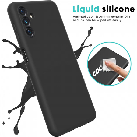 Husa de Protectie, Flippy, pentru Samsung Galaxy S23 FE, Liquid Silicone, cu Microfibra pe Interior, Protectie Antisoc, Compatibil Incarcare Wireless, Negru [2]