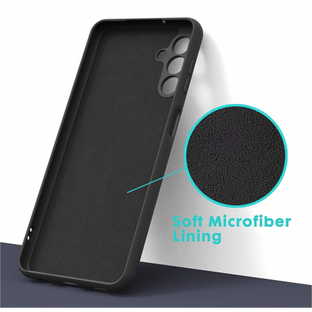 Husa de Protectie, Flippy, pentru Samsung Galaxy S24 FE, Liquid Silicone, cu Microfibra pe Interior, Protectie Antisoc, Compatibil Incarcare Wireless, Negru [4]