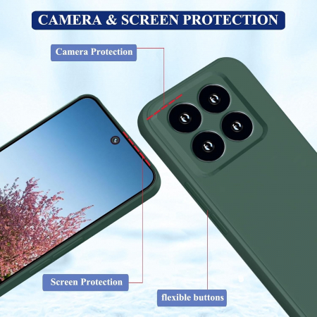 Husa de Protectie, Flippy, pentru Xiaomi 14, Liquid Silicone, cu Microfibra pe Interior, Protectie Antisoc, Compatibil Incarcare Wireless, Verde [5]