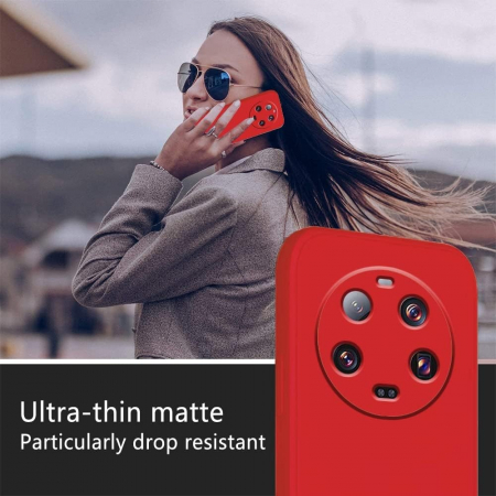Husa de Protectie, Flippy, pentru Xiaomi 14 Ultra, Liquid Silicone, cu Microfibra pe Interior, Protectie Antisoc, Compatibil Incarcare Wireless, Rosu [5]