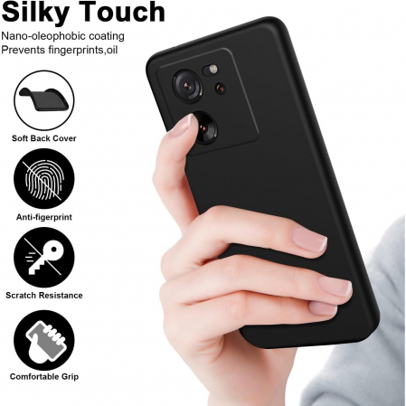 Husa de Protectie, Flippy, pentru Xiaomi Redmi 13T, Liquid Silicone, cu Microfibra pe Interior, Protectie Antisoc, Compatibil Incarcare Wireless, Negru [3]