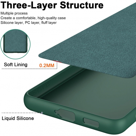 Husa de Protectie, Flippy, pentru Xiaomi Redmi 13T, Liquid Silicone, cu Microfibra pe Interior, Protectie Antisoc, Compatibil Incarcare Wireless, Verde [2]