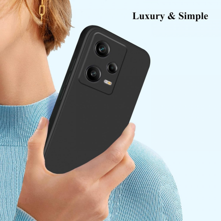 Husa de Protectie, Flippy, pentru Xiaomi Redmi Note 12 Pro 5G, Liquid Silicone, cu Microfibra pe Interior, Protectie Antisoc, Compatibil Incarcare Wireless, Negru [6]