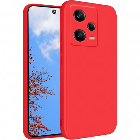 Sub 99 Lei - Husa de Protectie, Flippy, pentru Xiaomi Redmi Note 12 Pro 5G, Liquid Silicone, cu Microfibra pe Interior, Protectie Antisoc, Compatibil Incarcare Wireless, Rosu Camellia