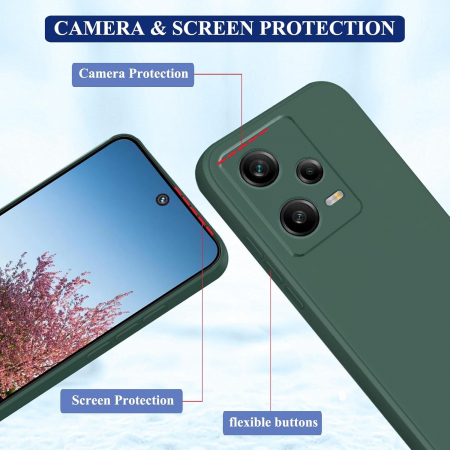Husa de Protectie, Flippy, pentru Xiaomi Redmi Note 12 Pro 5G, Liquid Silicone, cu Microfibra pe Interior, Protectie Antisoc, Compatibil Incarcare Wireless, Verde [5]