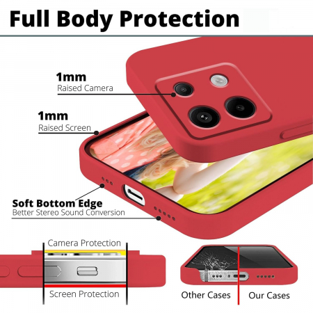 Husa de Protectie, Flippy, pentru Xiaomi Redmi Note 13 Pro 5G, Liquid Silicone, cu Microfibra pe Interior, Protectie Antisoc, Compatibil Incarcare Wireless, Rosu [3]