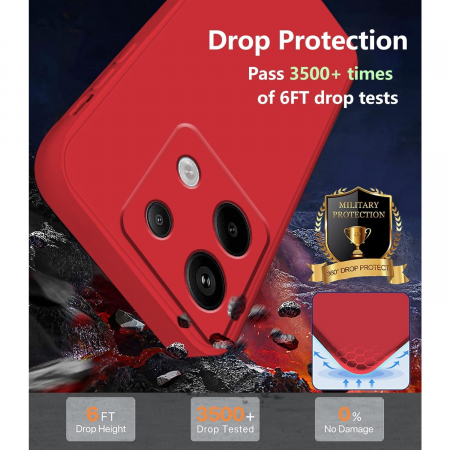 Husa de Protectie, Flippy, pentru Xiaomi Redmi Note 13 Pro 5G, Liquid Silicone, cu Microfibra pe Interior, Protectie Antisoc, Compatibil Incarcare Wireless, Rosu [4]
