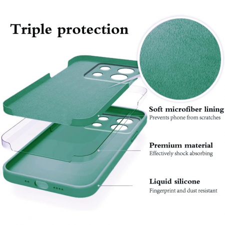 Husa de Protectie, Flippy, pentru Xiaomi Redmi Note 13 Pro 5G, Liquid Silicone, cu Microfibra pe Interior, Protectie Antisoc, Compatibil Incarcare Wireless, Verde [1]