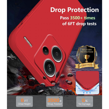 Husa de Protectie, Flippy, pentru Xiaomi Redmi Note 13 Pro Plus 5G, Liquid Silicone, cu Microfibra pe Interior, Protectie Antisoc, Compatibil Incarcare Wireless, Rosu [4]