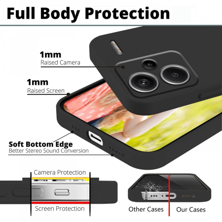 Husa de Protectie, Flippy, pentru Xiaomi Redmi Note 13 Pro Plus 5G, Liquid Silicone, cu Microfibra pe Interior, Protectie Antisoc, Compatibil Incarcare Wireless, Negru [3]