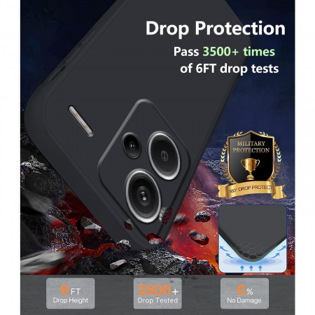 Husa de Protectie, Flippy, pentru Xiaomi Redmi Note 13 Pro Plus 5G, Liquid Silicone, cu Microfibra pe Interior, Protectie Antisoc, Compatibil Incarcare Wireless, Negru [4]