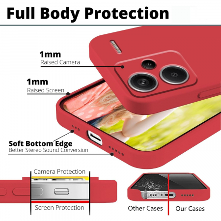 Husa de Protectie, Flippy, pentru Xiaomi Redmi Note 13 Pro Plus 5G, Liquid Silicone, cu Microfibra pe Interior, Protectie Antisoc, Compatibil Incarcare Wireless, Rosu [3]
