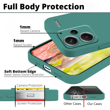 Husa de Protectie, Flippy, pentru Xiaomi Redmi Note 13 Pro Plus 5G, Liquid Silicone, cu Microfibra pe Interior, Protectie Antisoc, Compatibil Incarcare Wireless, Verde [8]