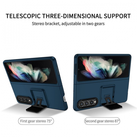Husa de protectie Flippy, Pliere Tridimensionala, Multifunctionala, PC, pentru Samsung Galaxy Z Fold 4 5G, Albastru [3]