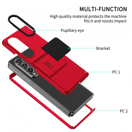 LIchidare Husa de protectie Flippy, Pliere Tridimensionala, Multifunctionala, PC, pentru Samsung Galaxy Z Fold 4 5G, Rosu [3]