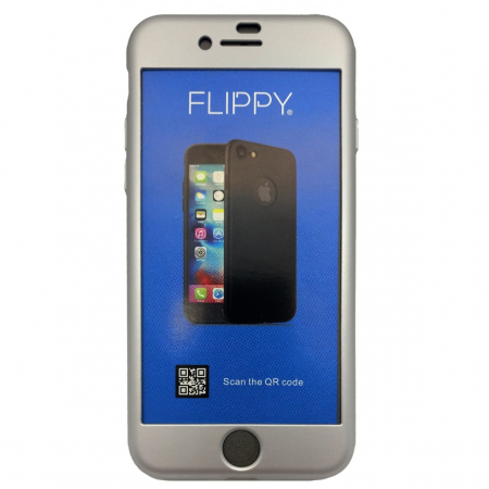 Husa de protectie Flippy Premium Full Cover 360 pentru Apple iPhone 7 Argintiu cu Folie sticla inclusa [1]