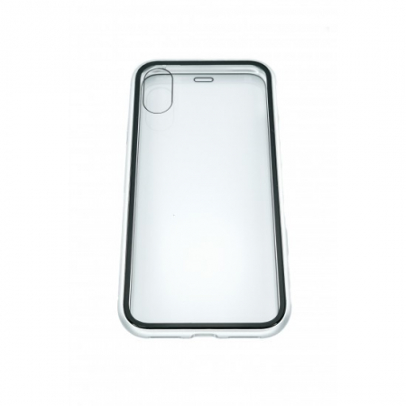 Husa de protectie Magnetic 360, Folie sticla inclusa, pentru Apple iPhone X, Argintiu [4]