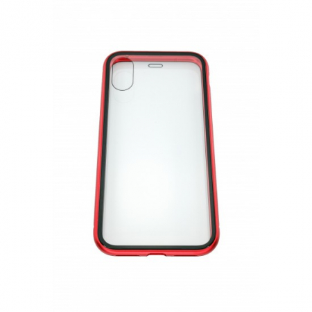 Husa de protectie Magnetic 360, Folie sticla inclusa, pentru Apple iPhone X, Rosu [2]