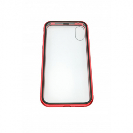Husa de protectie Magnetic 360, Folie sticla inclusa, pentru Apple iPhone X, Rosu [4]