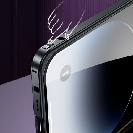 Husa de Protectie MagSafe Compatibila cu iPhone 15 Pro Max, Flippy, Carcasa din Metal, Incarcare Wireless, Acoperire Completa, Protectie Camera, Antisoc, Antizgariere, Antialunecare, Negru Metalizat [1]