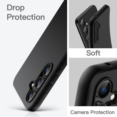 Husa de Protectie Matte TPU, Flippy, pentru Samsung Galaxy S24 FE, Protectie Camera, Antisoc, Antizgariere, Antialunecare, Acoperire Completa, Negru [3]