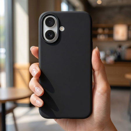 Husa de Protectie Telefon, Flippy, Compatibila cu iPhone 16 Plus, Silicon Premium Antisoc, Anti-Zgirieturi, MagSafe, Acces Camera Control, Protectie 360, Interior Microfibra, Negru [1]