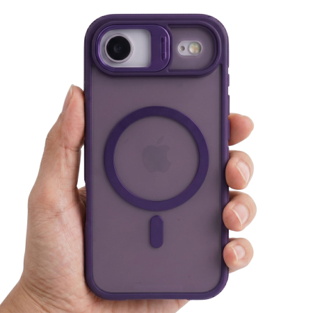 Husa de Protectie Telefon, Flippy, Compatibila cu iPhone 17 Air, MagSafe, Acrylic, Suport Metalic Protectie Camera, Anti-Soc, Mov Inchis [2]