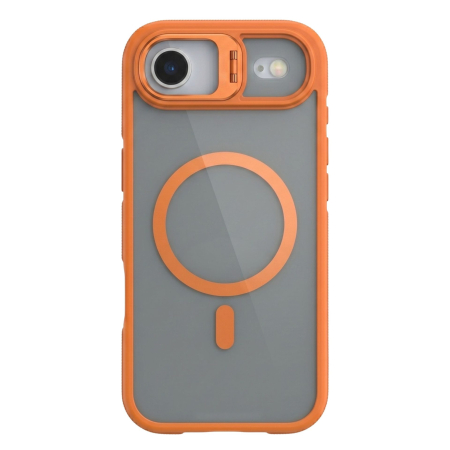 Huse de telefoane - Husa de Protectie Telefon, Flippy, Compatibila cu iPhone 17 Air, MagSafe, Acrylic, Suport Metalic Protectie Camera, Anti-Soc, Portocaliu