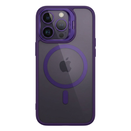 Huse de telefoane - Husa de Protectie Telefon, Flippy, Compatibila cu iPhone 17 Pro, MagSafe, Acrylic, Suport Metalic Protectie Camera, Anti-Soc, Mov Inchis