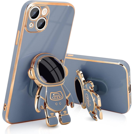 Sub 99 Lei - Husa de Protectie TPU 2in1, Flippy, pentru Apple iPhone 14, Astronaut cu Suport, Antisoc, Rezistenta la Impact, Protectie Camera, Albastru