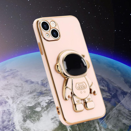 Husa de Protectie TPU 2in1, Flippy, pentru Apple iPhone 14 Plus, Astronaut cu Suport, Antisoc, Rezistenta la Impact, Protectie Camera, Roz [6]