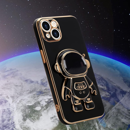 Husa de Protectie TPU 2in1, Flippy, pentru Apple iPhone 15, Astronaut cu Suport, Antisoc, Rezistenta la Impact, Protectie Camera, Negru [5]