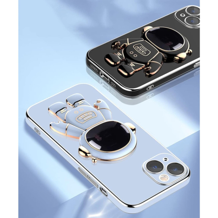 Husa de Protectie TPU 2in1, Flippy, pentru Apple iPhone 15 Plus, Astronaut cu Suport, Antisoc, Rezistenta la Impact, Protectie Camera, Albastru [2]