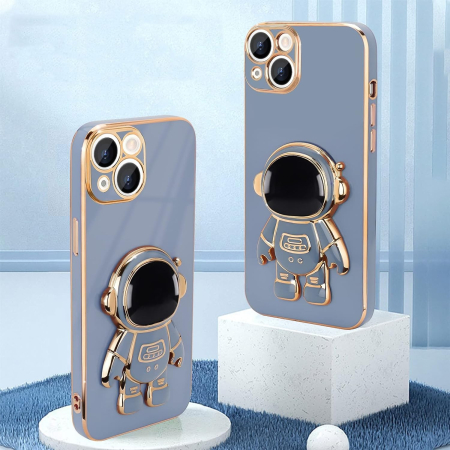 Husa de Protectie TPU 2in1, Flippy, pentru Apple iPhone 15 Plus, Astronaut cu Suport, Antisoc, Rezistenta la Impact, Protectie Camera, Albastru [8]