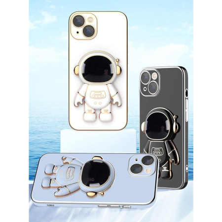 Husa de Protectie TPU 2in1, Flippy, pentru Apple iPhone 15 Plus, Astronaut cu Suport, Antisoc, Rezistenta la Impact, Protectie Camera, Albastru [3]