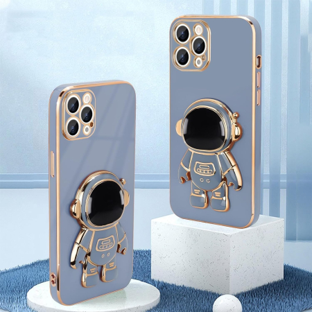 Husa de Protectie TPU 2in1, Flippy, pentru Apple iPhone 15 Pro, Astronaut cu Suport, Antisoc, Rezistenta la Impact, Protectie Camera, Albastru [4]