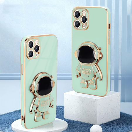 Husa de Protectie TPU 2in1, Flippy, pentru Apple iPhone 15 Pro, Astronaut cu Suport, Antisoc, Rezistenta la Impact, Protectie Camera, Verde [4]